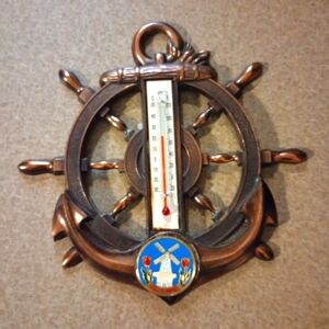 Vintage Nautical Copper Wall Thermometer Decor From Holland